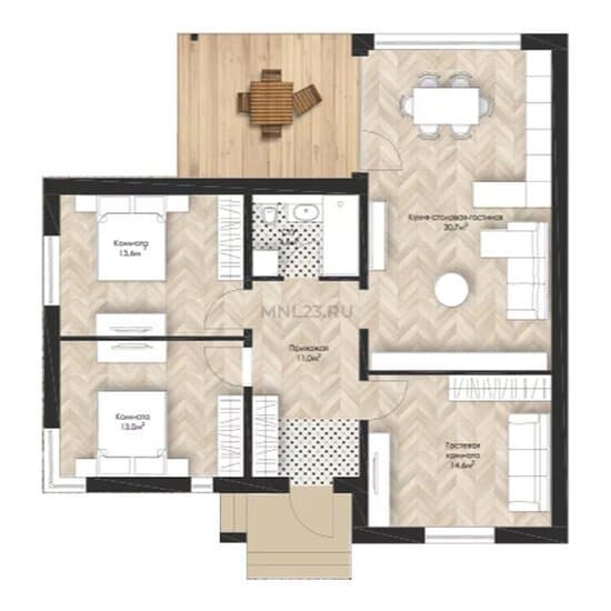 Планировка: Дом 87,5 м² в Краснодаре в КП Южный ветер
