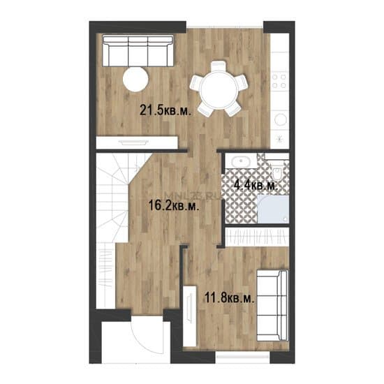Планировка: Дом 104,4 м² в Краснодаре в КП Южный ветер, этаж 1