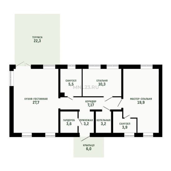 Планировка: Дом 113,97 м² в Краснодаре в КП Барнхутор