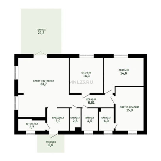 Планировка: Дом 133,19 м² в Краснодаре в КП Барнхутор