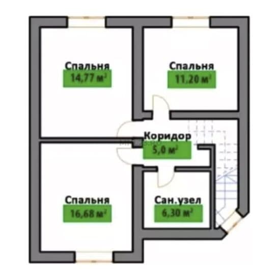 Планировка: Дом 120 м2 в Краснодаре в КП Лесное, этаж 2