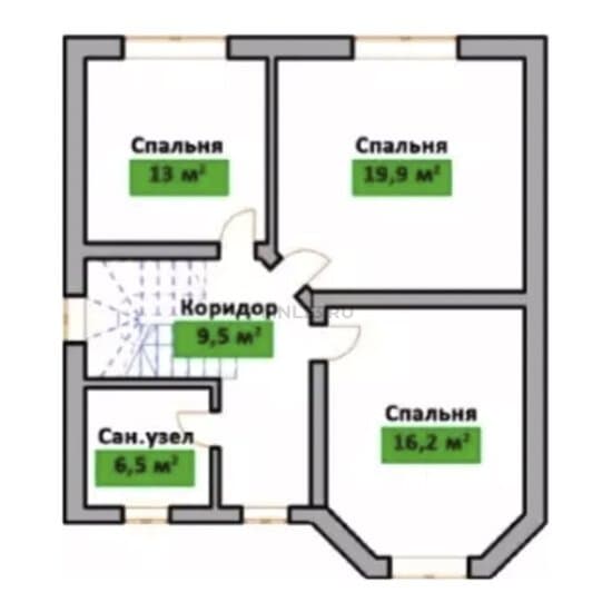 Планировка: Дом 141 м2 в Краснодаре в КП Лесное, этаж 2