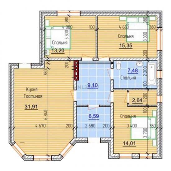 Планировка: Дом 101 м² в Краснодаре в КП Виктория