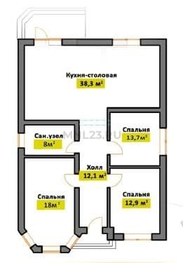 Планировка: Дом 103.3 м² в Краснодаре в КП Золотая долина