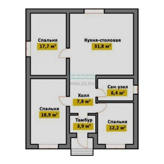 Планировка: Дом 104.8 м² в Краснодаре в КП Золотая долина