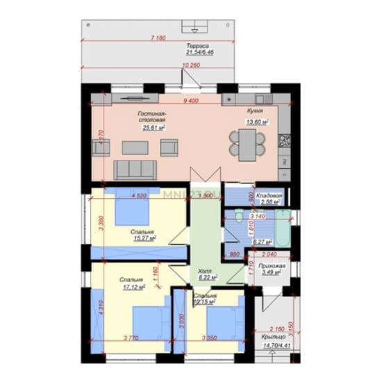 Планировка: Дом 110.81 м² в Краснодаре в КП Зеленый