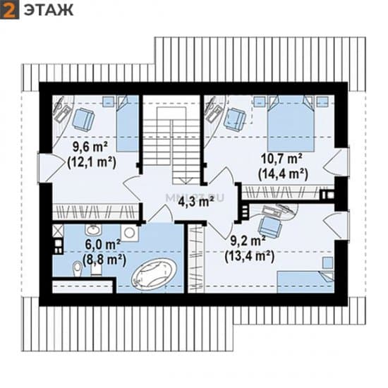 Планировка: Дом 111.5 м² в Краснодаре в КП Испания, этаж 2