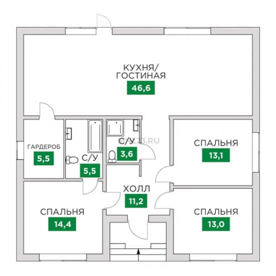 Планировка: Дом 112.9 м² в Краснодаре в КП Знатный Двор