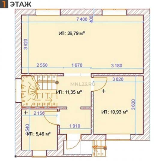 Планировка: Дом 115 м² тип Б в Краснодаре в КП Виктория, этаж 1