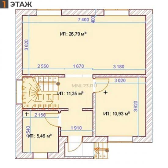 Планировка: Дом 115 м² тип А в Краснодаре в КП Виктория, этаж 1