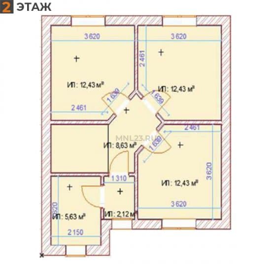 Планировка: Дом 115 м² тип А в Краснодаре в КП Виктория Престиж, этаж 2
