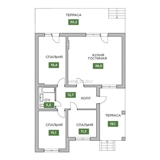 Планировка: Дом 116.5 м² в Краснодаре в КП Трава