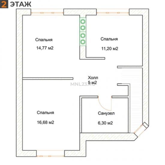 Планировка: Дом 120 м² тип Б в Краснодаре в КП Виктория, этаж 2