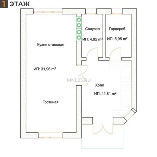 Планировка: Дом 120 м² тип А в Краснодаре в КП Виктория, этаж 1
