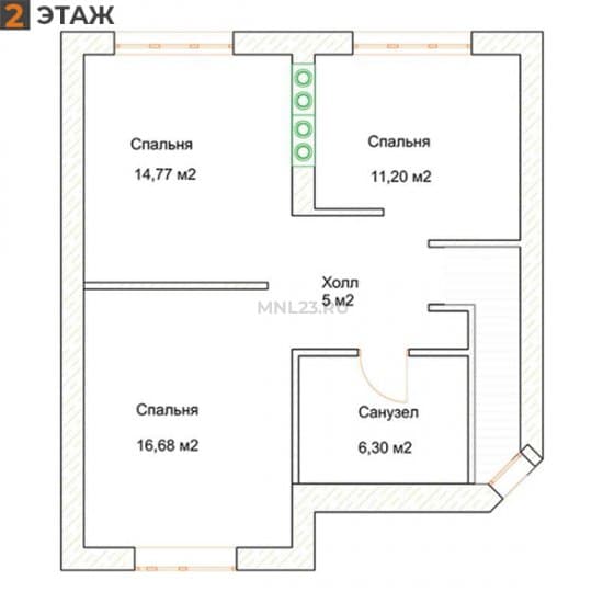 Планировка: Дом 120 м² тип А в Краснодаре в КП Виктория, этаж 2