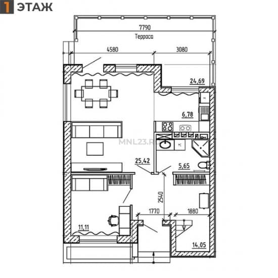 Планировка: Дом 121.94 м² в Краснодаре в КП Близкий, этаж 1