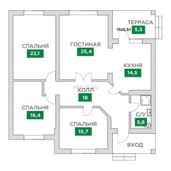 Планировка: Дом 123.2 м² в Краснодаре в КП Знатный Двор