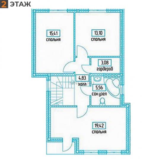 Планировка: Дом 128 м² в Краснодаре в КП Вилланова, этаж 2