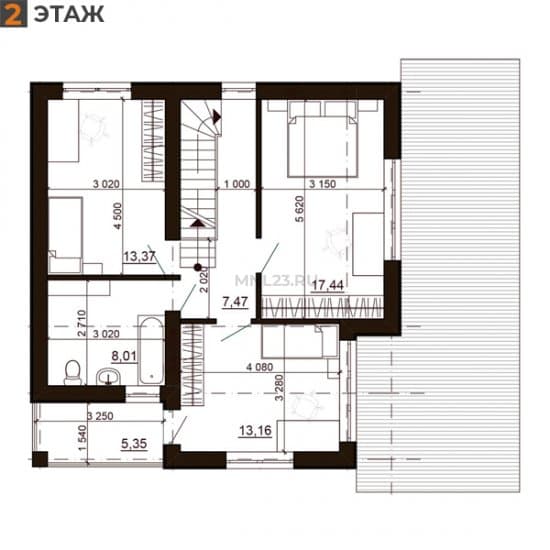 Планировка: Дом 129.19 м² в Краснодаре в КП Испания, этаж 2
