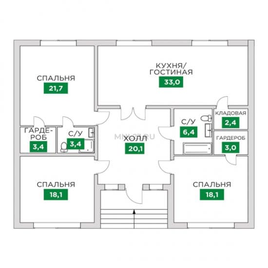 Планировка: Дом 129.6 м² в Краснодаре в КП Знатный Двор