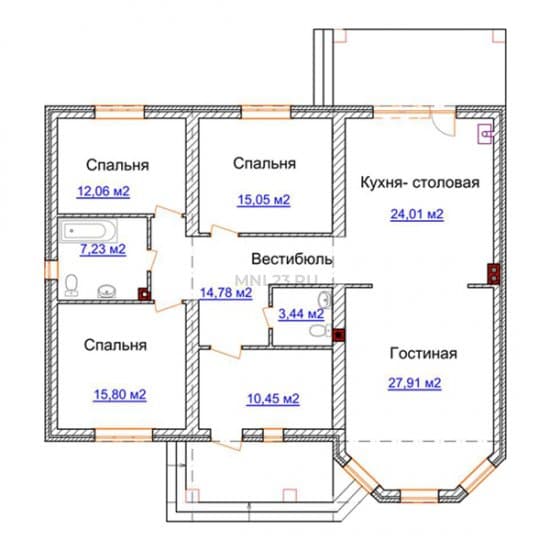 Планировка: Дом 131 м² в Краснодаре в КП Виктория