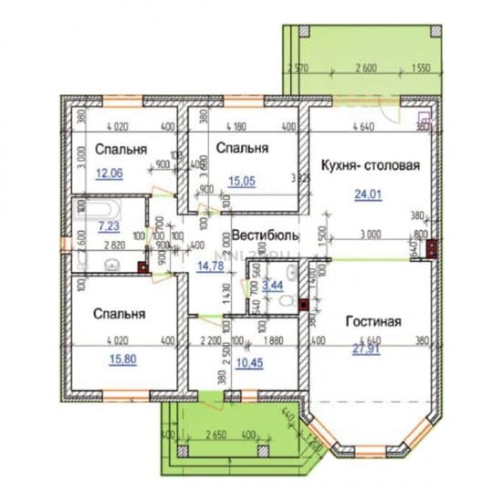 Планировка: Дом 131 м² тип А в Краснодаре в КП Виктория Престиж