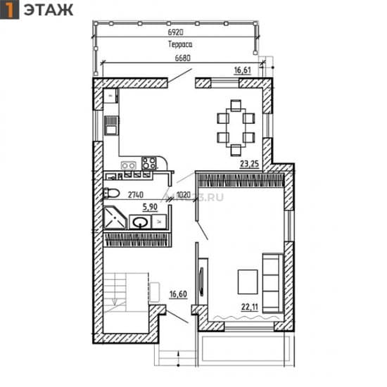 Планировка: Дом 132.51 м² в Краснодаре в КП Близкий, этаж 1
