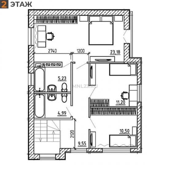Планировка: Дом 132.51 м² в Краснодаре в КП Близкий, этаж 2