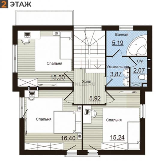 Планировка: Дом 135.79 м² в Краснодаре в КП Италия, этаж 2