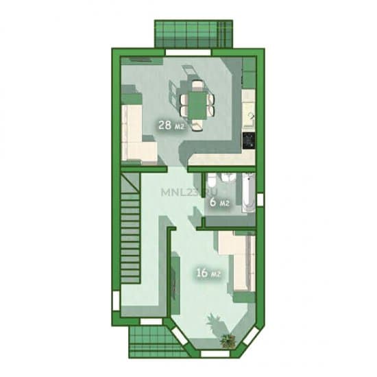 Планировка: Дом 126 (1) м² в Краснодаре в КП Изумрудный Город, этаж 1