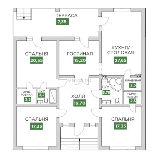 Планировка: Дом 142.3 м² в Краснодаре в КП Трава