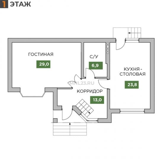 Планировка: Дом 142 м² в Краснодаре в КП Трава, этаж 1