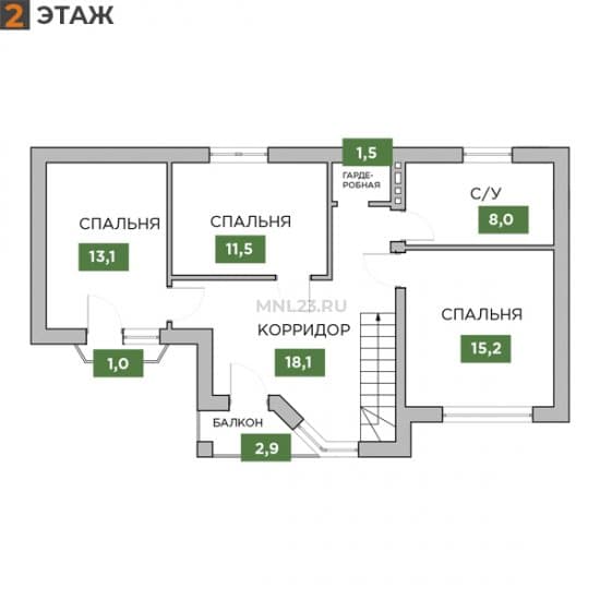 Планировка: Дом 142 м² в Краснодаре в КП Трава, этаж 2