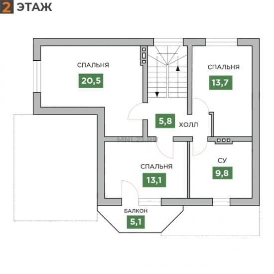 Планировка: Дом 148.7 м² в Краснодаре в КП Трава, этаж 2