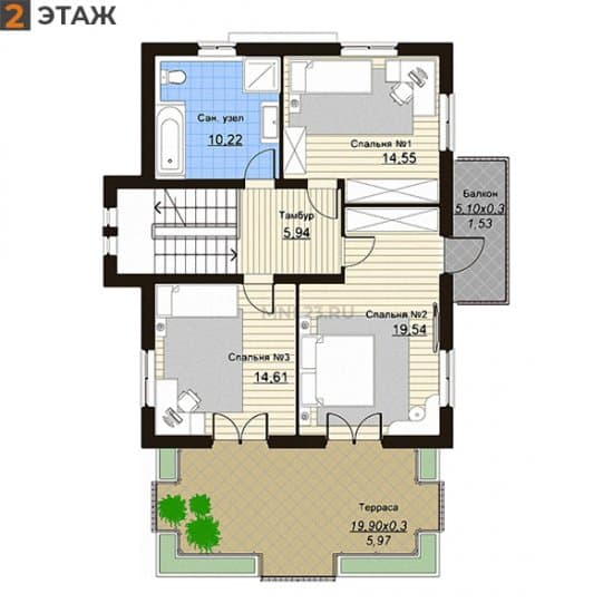 Планировка: Дом 150.81 м² в Краснодаре в КП Италия, этаж 2