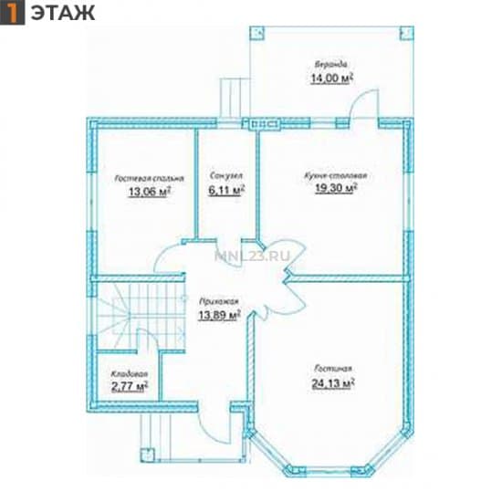 Планировка: Дом 151 м² в Краснодаре в КП Вилланова, этаж 1