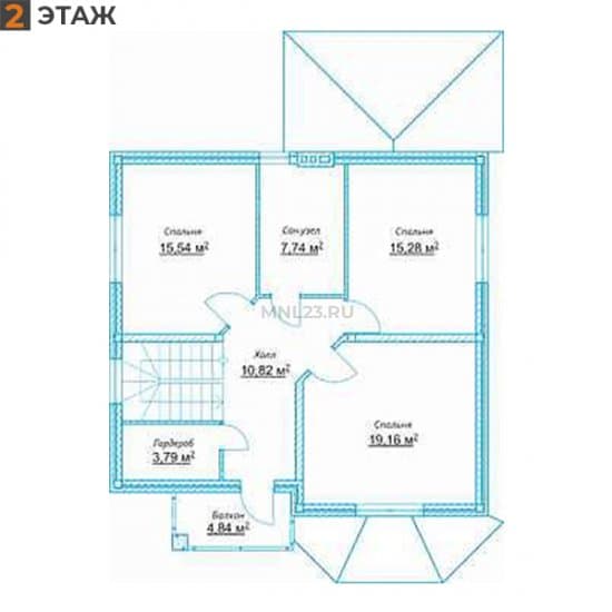 Планировка: Дом 151 м² в Краснодаре в КП Вилланова, этаж 2