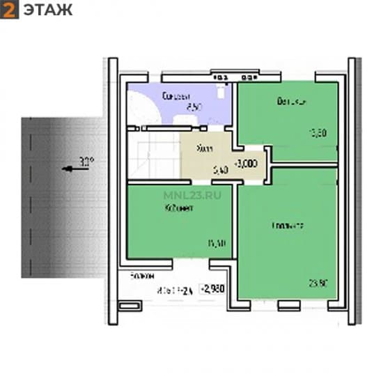 Планировка: Дом 156.40 м² в Краснодаре в КП Вишневый Сад, этаж 2