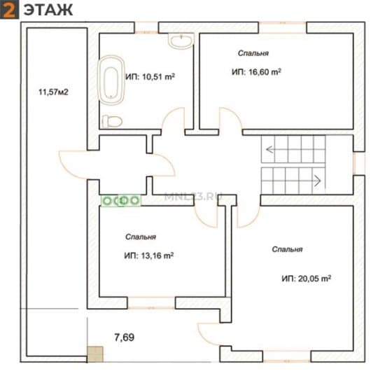 Планировка: Дом 160 м² в Краснодаре в КП Виктория, этаж 2