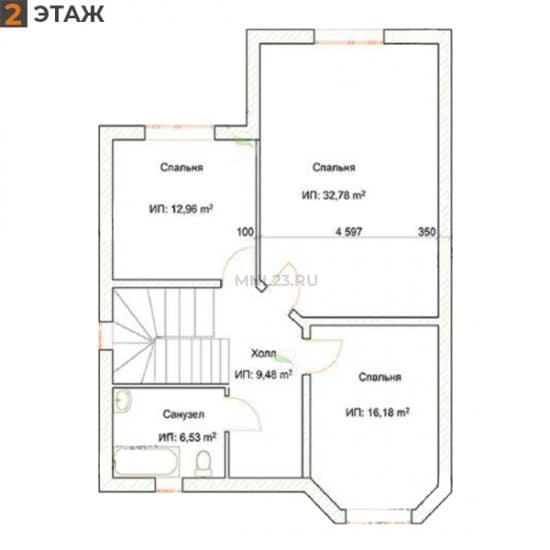 Планировка: Дом 160 м² тип А в Краснодаре в КП Виктория Престиж, этаж 2
