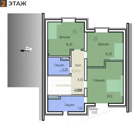 Планировка: Дом 165.94 м² в Краснодаре в КП Вишневый Сад, этаж 2