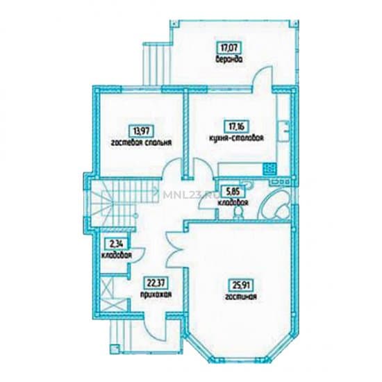 Планировка: Дом 165 м² в Краснодаре в КП Вилланова, этаж 1