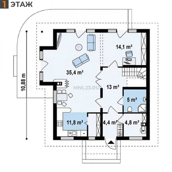 Планировка: Дом 170.4 м² в Краснодаре в КП Испания, этаж 1