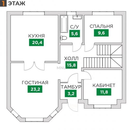 Планировка: Дом 174.7 м² в Краснодаре в КП Знатный Двор, этаж 1