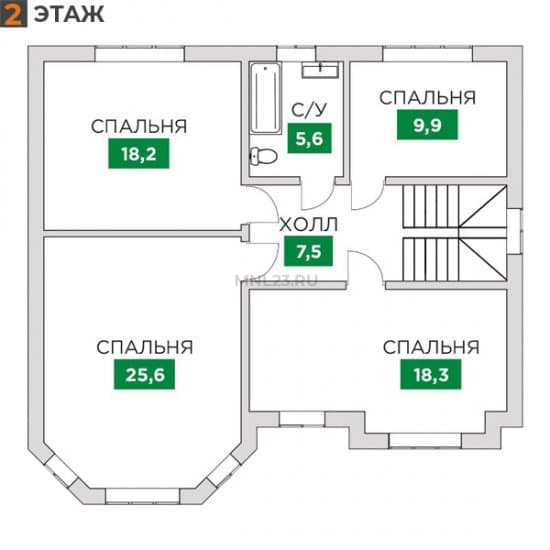 Планировка: Дом 174.7 м² в Краснодаре в КП Знатный Двор, этаж 2