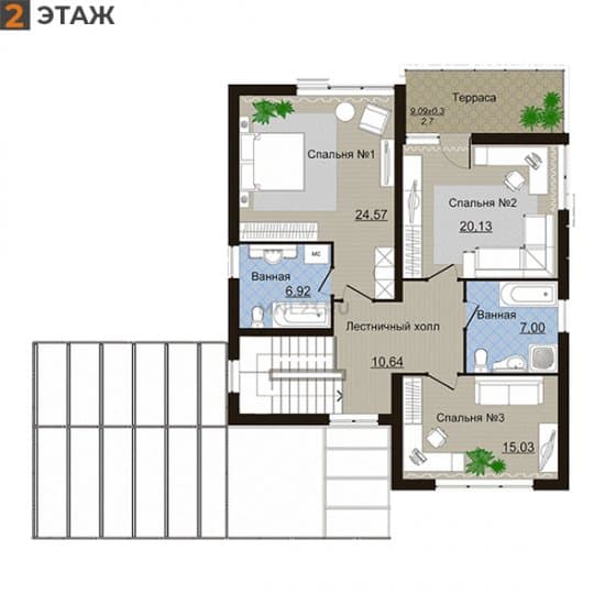 Планировка: Дом 177.16 м² в Краснодаре в КП Италия, этаж 2