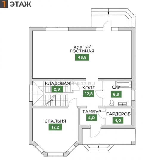 Планировка: Дом 181 м² в Краснодаре в КП Новый, этаж 1