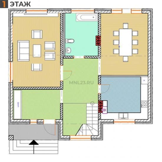 Планировка: Дом 180 м² в Краснодаре в КП Виктория, этаж 1