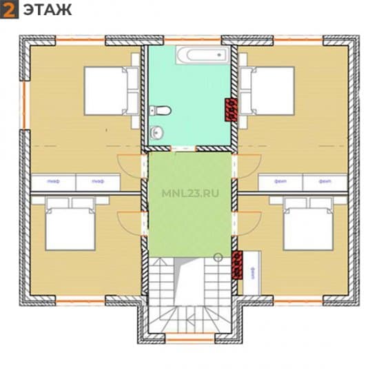 Планировка: Дом 180 м² в Краснодаре в КП Виктория, этаж 2