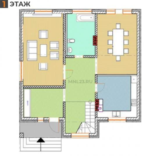 Планировка: Дом 180 м² в Краснодаре в КП Виктория Престиж, этаж 1